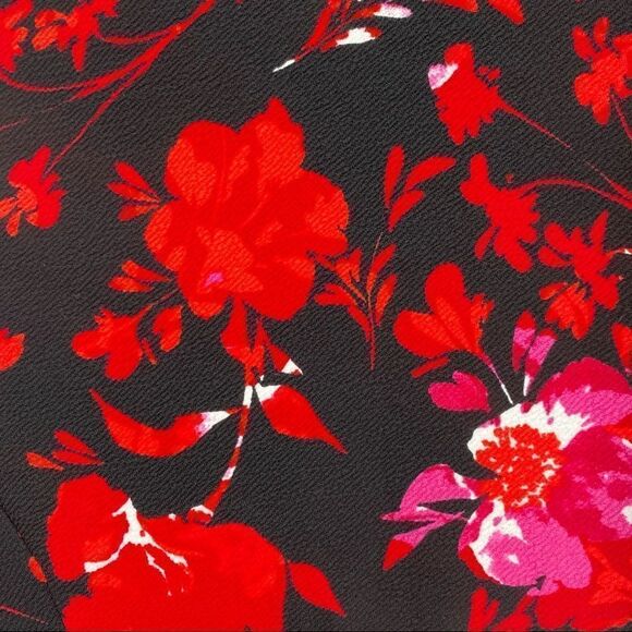 NWT Apt. 9 Red Floral Print MIDI Dress large pockets career office‎ short sleeve - Picture 4 of 6